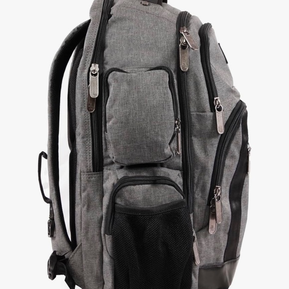 ORIGINAL PENGUIN Backpack, Grey Crosshatch, 19" Odell Collection - Picture 6 of 11